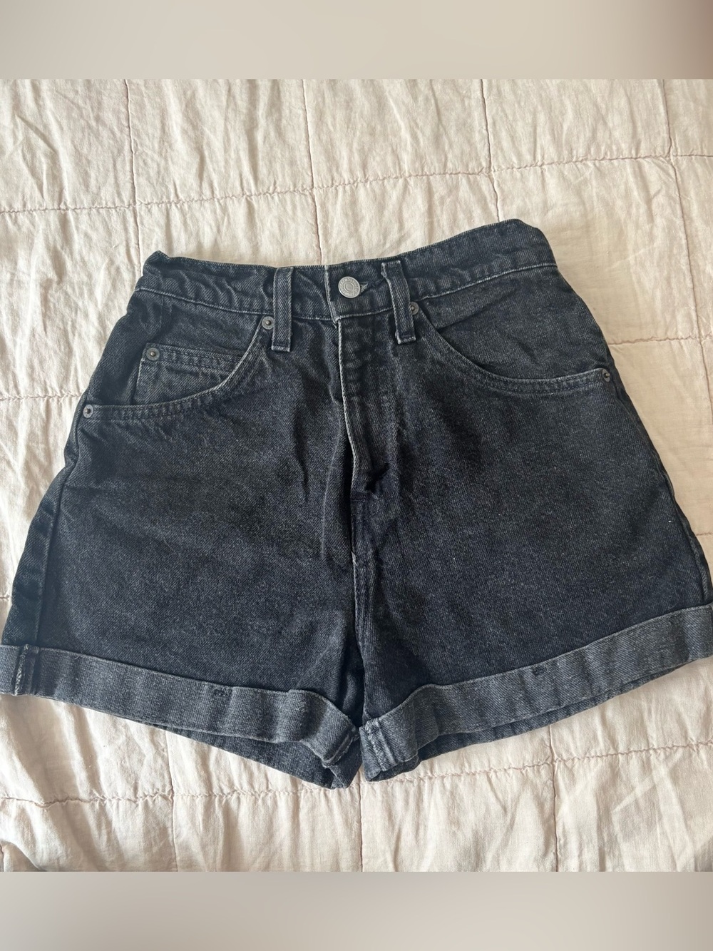 Levi’s Black Orange Tab High-Waist Denim Shorts